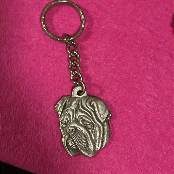 Rawcliffe Pewter 1982 I love my Bulldog Key Chain - Picture 1 of 8